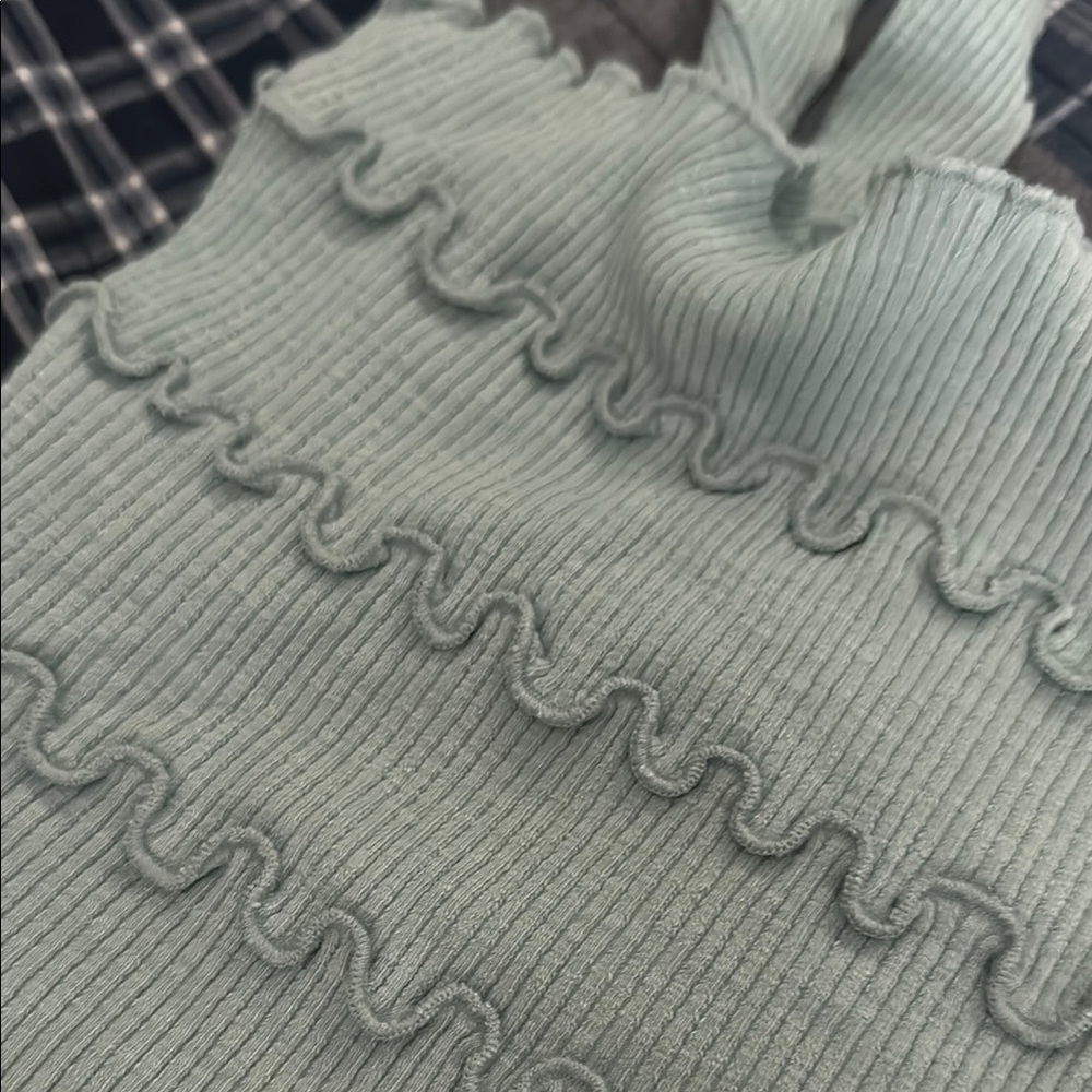 Mint Green Ruffled Zara Crop Top - Picture 3 of 3
